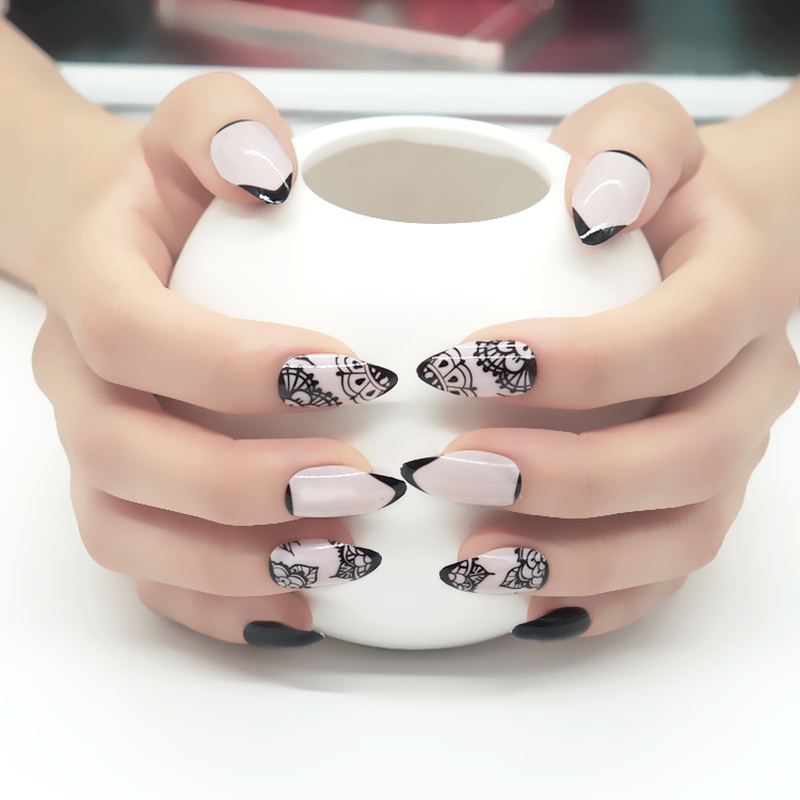 fashion 24 pieces of water drop printed nail pieces
