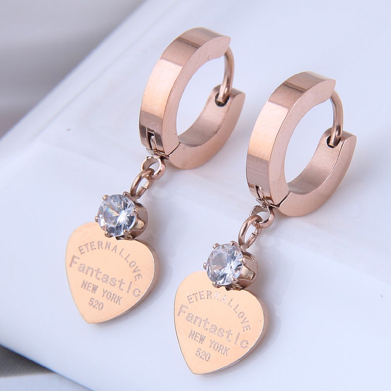 fashion titanium steel peach heart earrings wholesale