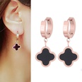 fashion titanium steel black fourleaf clover earringspicture4