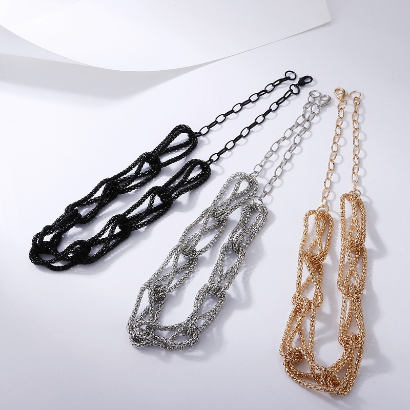 retro exaggerated multilayer hollow matte necklace