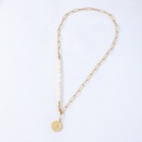 Vintage embossed portrait gold coin pearl pendant stainless steel necklacepicture7