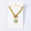 simple sunflower turquoise pendant stainless steel necklacepicture9