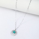 hiphop retro ethnic turquoise stainless steel necklacepicture6