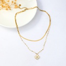simple golden shell flower pendant multilayered necklacepicture6