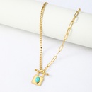 fashion simple OT buckle turquoise pendant stainless steel necklacepicture8