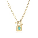 fashion simple OT buckle turquoise pendant stainless steel necklacepicture10