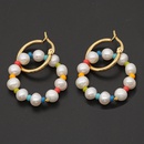 Simple Freshwater Baroque Pearl Rainbow Rice Beads Stainless Steel Earringspicture8