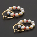 Simple Freshwater Baroque Pearl Rainbow Rice Beads Stainless Steel Earringspicture9