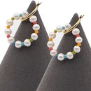 Simple Freshwater Baroque Pearl Rainbow Rice Beads Stainless Steel Earringspicture10