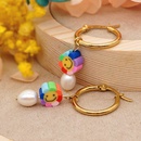 fashion rainbow smiley face pearl stainless steel big earringspicture34