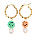 fashion rainbow smiley face pearl stainless steel big earringspicture37