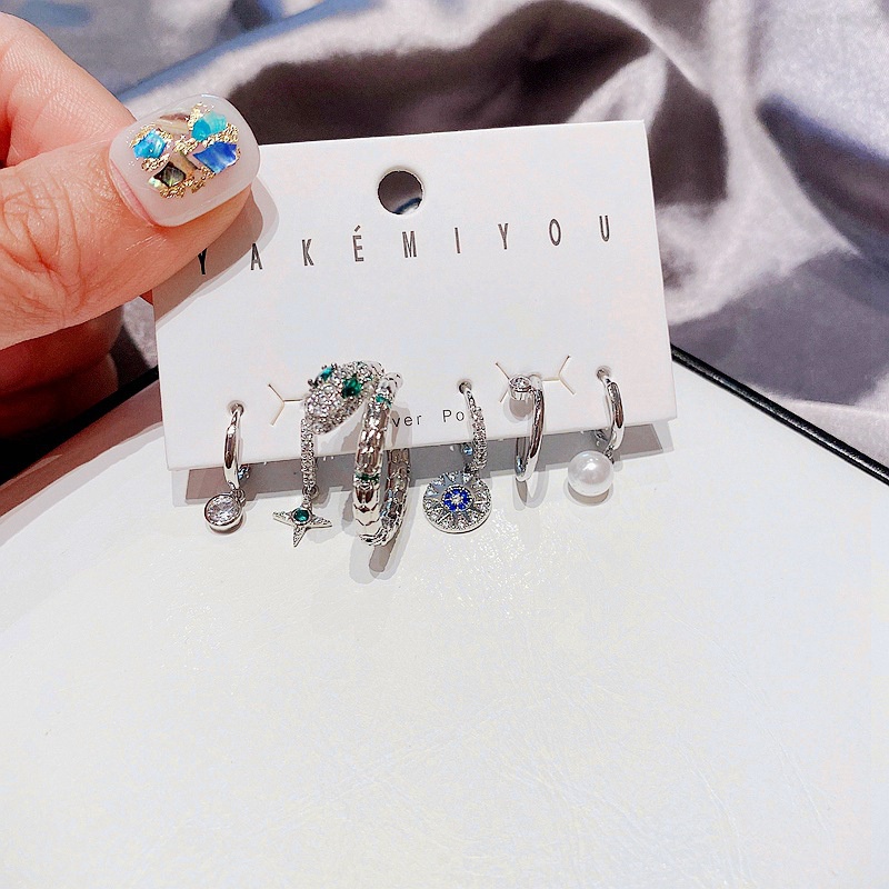 Fashion zircon microinlaid earrings set