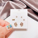 Korean asymmetric star square zircon earrings setpicture11