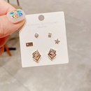 Korean asymmetric star square zircon earrings setpicture13