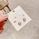 Korean asymmetric star square zircon earrings setpicture14