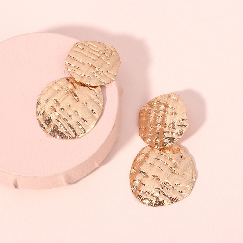 Retro round brand stitching earrings