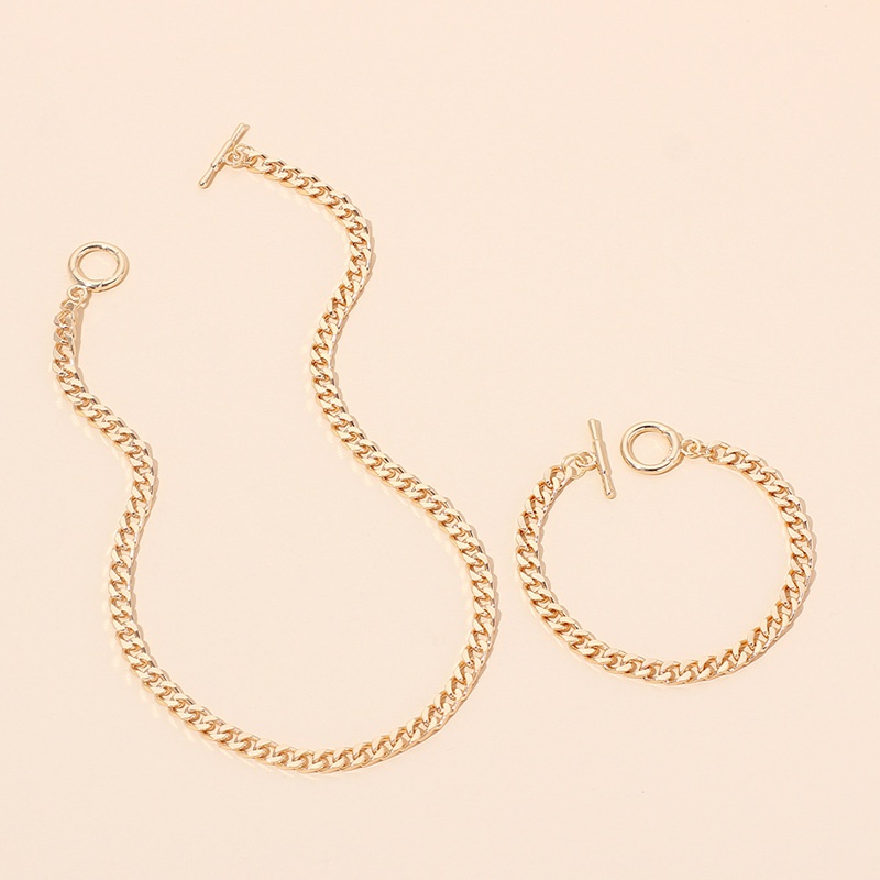 hiphop stacking trendy metal chain necklace set