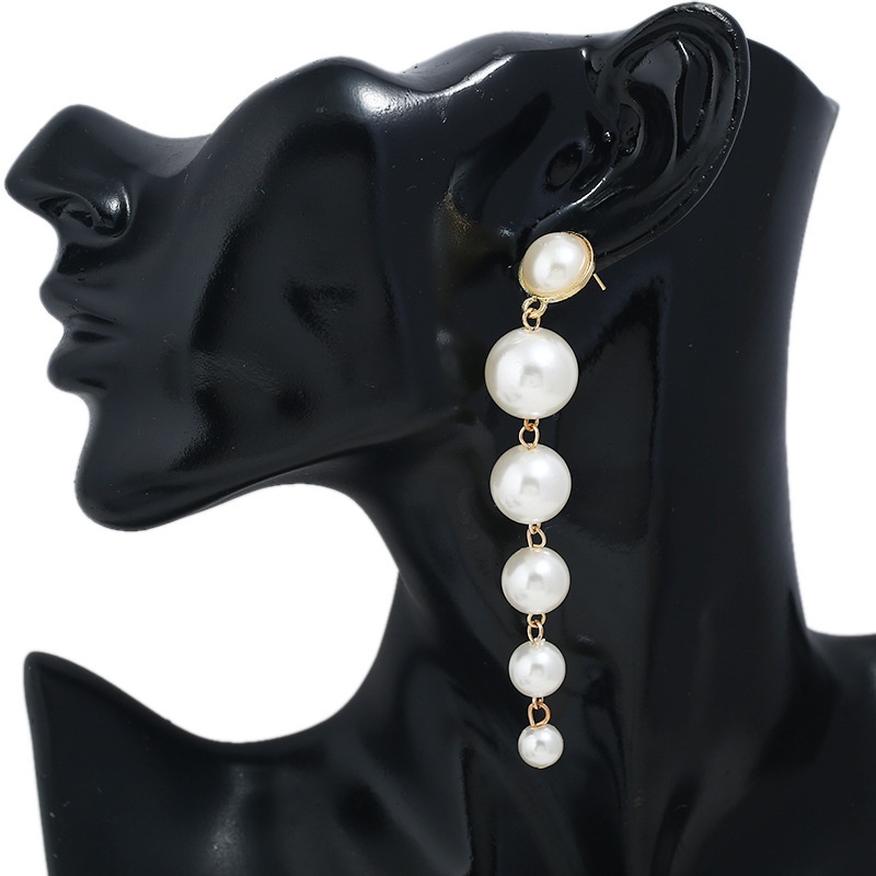 fashion long sixconnected pearl earrings