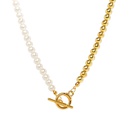 Simple Fashion OT Clasp Pearl Metal Splicing  Necklacepicture9