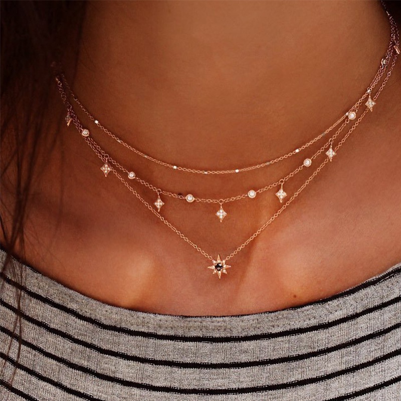 fashion multilayer star pendant necklace