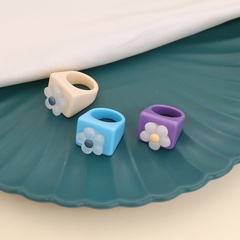 new candy color flower geometric acrylic ring