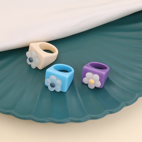 nuevo anillo acrílico geométrico flor color caramelo's discount tags