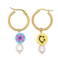 fashion rainbow smiley face pearl stainless steel big earringspicture39
