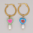 fashion rainbow smiley face pearl stainless steel big earringspicture40