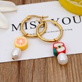 fashion rainbow smiley face pearl stainless steel big earringspicture52