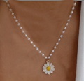 simple white daisy pearl chain necklace wholesalepicture12