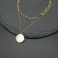 simple double layered round pearl pendant stainless steel necklacepicture13