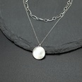 simple double layered round pearl pendant stainless steel necklacepicture14