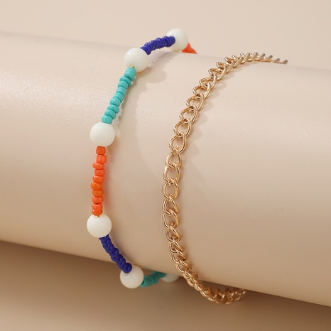 Ensemble de 2 bracelets de perles de riz couleur bohème's discount tags