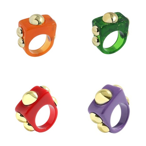anillo de gorro de metal con incrustaciones de acrílico de color caramelo de moda's discount tags