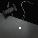 simple double layered round pearl pendant stainless steel necklacepicture8
