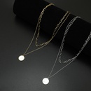 simple double layered round pearl pendant stainless steel necklacepicture10