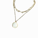 simple double layered round pearl pendant stainless steel necklacepicture12