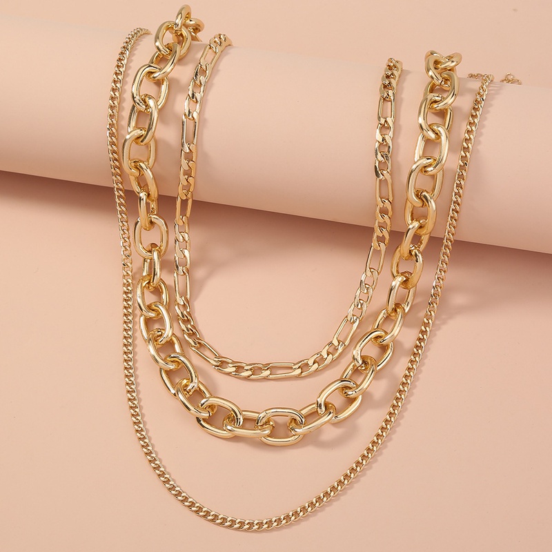 Retro Simple Exaggerated Thick Chain Multilayered Necklace