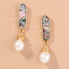 fashion natural abalone shell hand-wound pearl earrings