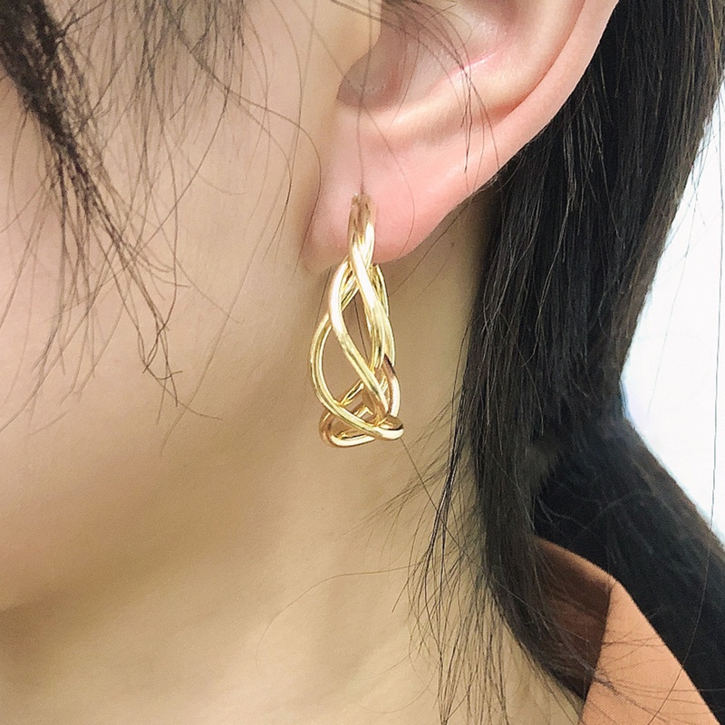 simple trend personality geometric woven twist earrings