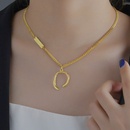 Korean simple geometric semicircle 18K gold titanium steel necklacepicture8