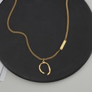 Korean simple geometric semicircle 18K gold titanium steel necklacepicture10
