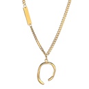 Korean simple geometric semicircle 18K gold titanium steel necklacepicture12