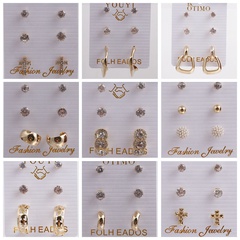 fashion micro-inlaid alloy cross stud earrings set