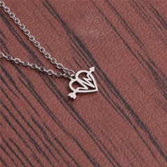 fashion heart-shaped electrocardiogram pendant stainless steel necklace