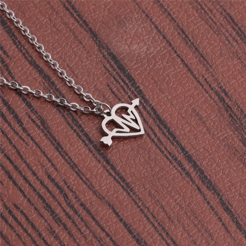 fashion heartshaped electrocardiogram pendant stainless steel necklace