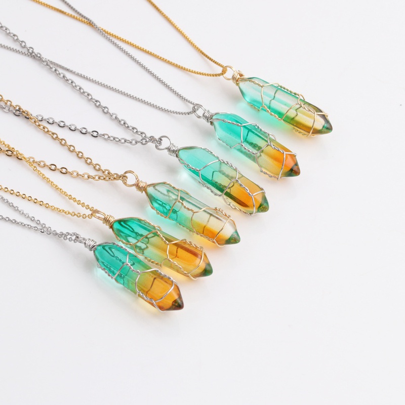Korean Fashion Multicolor Crystal Pendant Necklace
