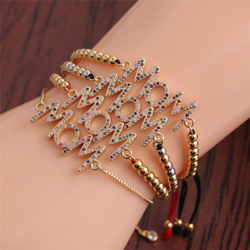 Fashion zircon letters adjustable bracelet