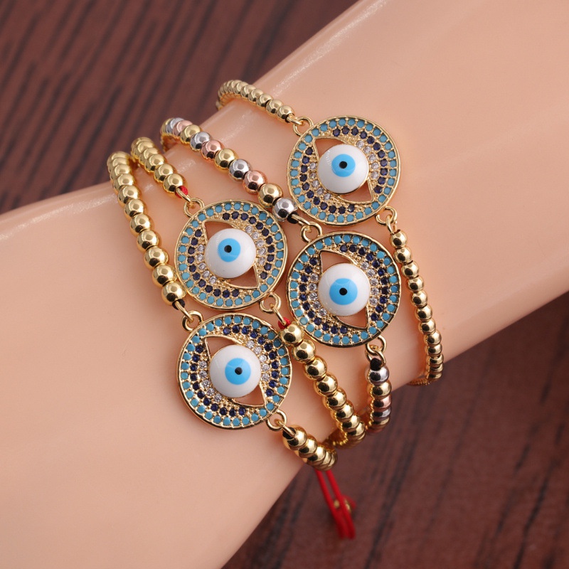 Fashion copper zircon devils eye adjustable bracelet
