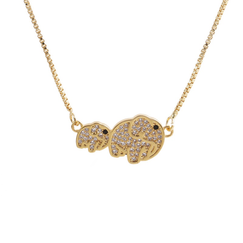 fashion simple heart zircon fist elephant pendant necklace